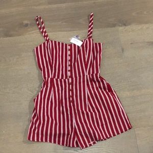 Striped Button front Romper